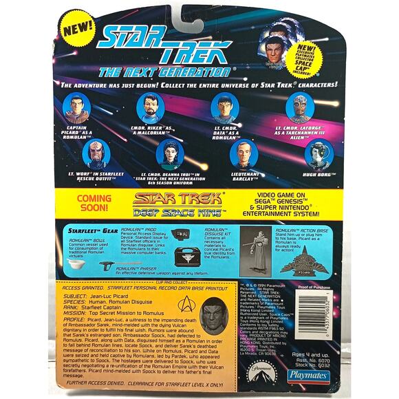 Playmates 1994 Star Trek The Next Generation CAPTAIN PICARD A ROMULAN - Picture 4 of 4